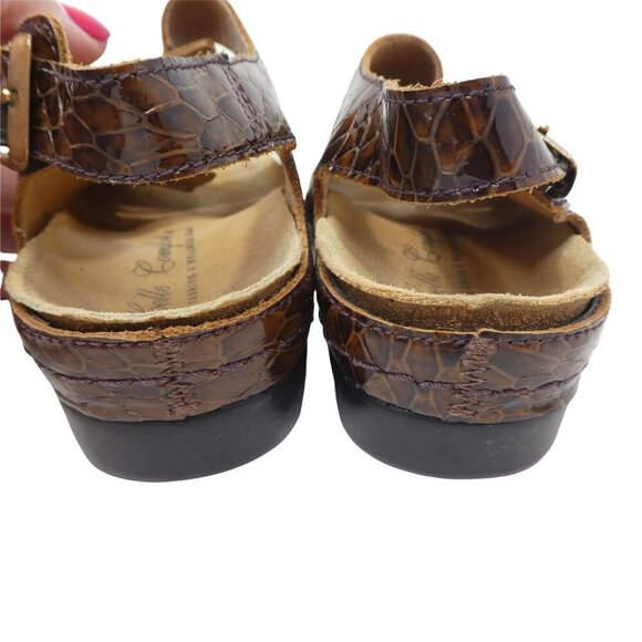 Helle Comfort Thandie Sandals Womens EU 38 US 8 Brown Croc Print Leather Open To - Picture 8 of 12